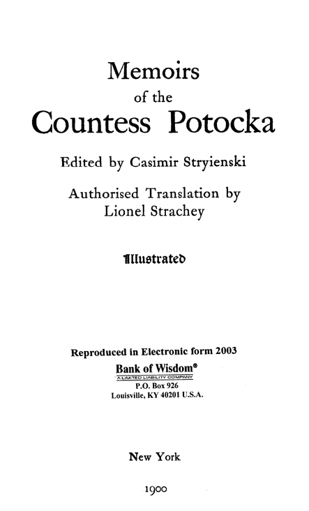 (image for) Memoris of The Countess Potocka.